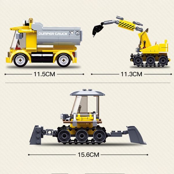 Sluban B0810 Construction Vehicle Truck Crane Bulldozer City Traffic 4PCS 3D Mini Blocks Bricks Building Toy 3 - LOZ™ MINI BLOCKS