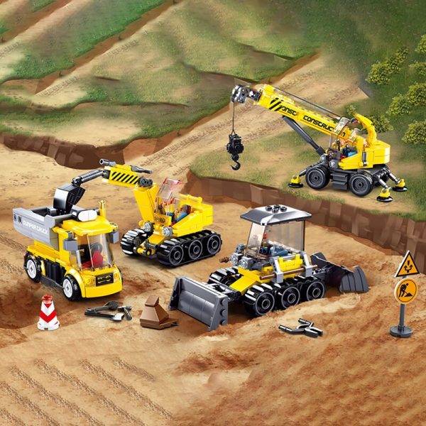 Sluban B0810 Construction Vehicle Truck Crane Bulldozer City Traffic 4PCS 3D Mini Blocks Bricks Building Toy 5 - LOZ™ MINI BLOCKS