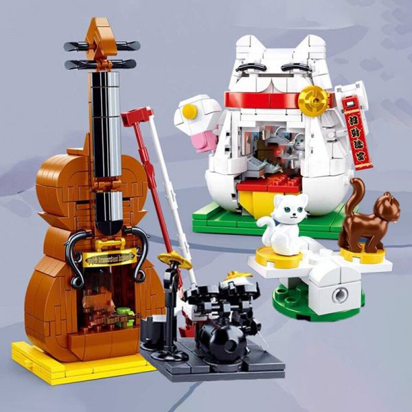 Sluban B0817 Violin Shop Music Instrument Store Drum Microphone City Street Mini Blocks Bricks Building Toy 5 - LOZ™ MINI BLOCKS