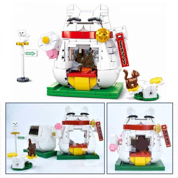 Sluban B0818 Cute Lucky Fortune White Cat Pet Shop Animal Store City Street Mini Blocks Bricks 3 - LOZ™ MINI BLOCKS