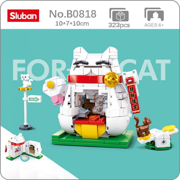 Sluban B0818 Cute Lucky Fortune White Cat Pet Shop Animal Store City Street Mini Blocks Bricks - LOZ™ MINI BLOCKS