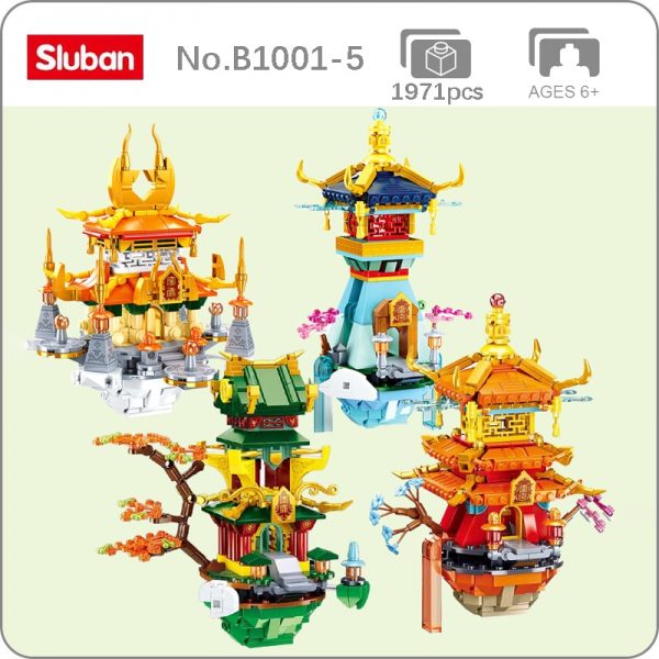 Sluban Chinese Architecture Ancient Fairy Pavilion Tower Cloudy Palace 4PC Mini Blocks Bricks Building Toy for - LOZ™ MINI BLOCKS