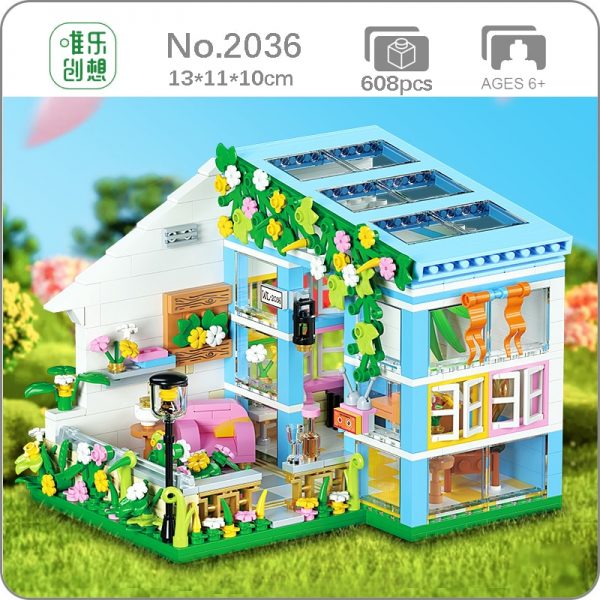 WLCX 2036 Architektur Stadt Stra e Sonnenschein Gew chshaus Blume Haus Zimmer DIY Mini Bl cke - LOZ™ MINI BLOCKS