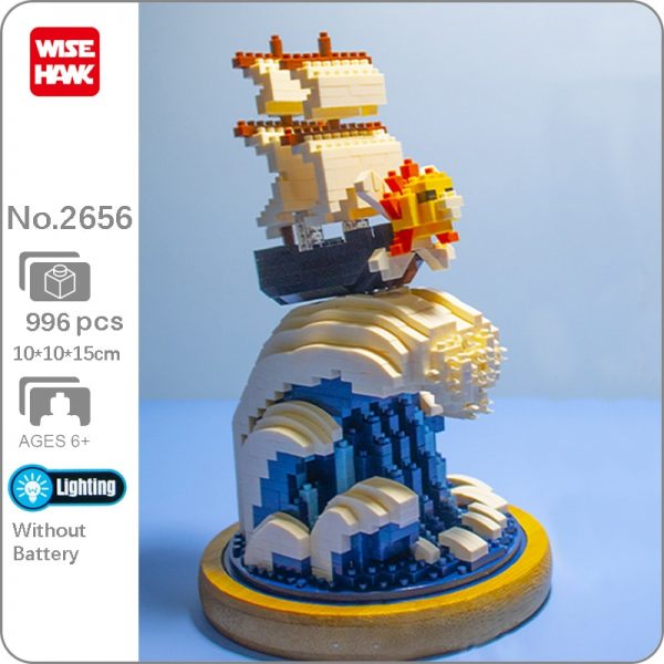 WS 2656 Thousand Sunny Pirate Ship Boat Sea Wave 3D Model DIY Mini Diamond Blocks Bricks - LOZ™ MINI BLOCKS