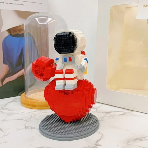 WS Space Astronaut Spaceman Heart Rose Flower Led Light Display Cover Wood Base Mini Diamond Blocks 2 - LOZ™ MINI BLOCKS