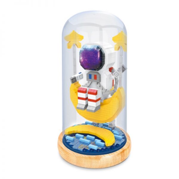 WS Space Astronaut Spaceman Moon Star Water Led Light Display Cover Wood Base DIY Mini Diamond 5 - LOZ™ MINI BLOCKS