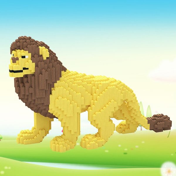 XIZAI 8008 Yellow Male Lion Wild Animal Pet 3D Model 34cm long DIY Mini Magic Blocks 2 - LOZ™ MINI BLOCKS