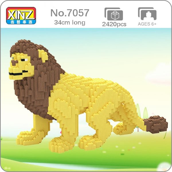 XIZAI 8008 Yellow Male Lion Wild Animal Pet 3D Model 34cm long DIY Mini Magic Blocks - LOZ™ MINI BLOCKS
