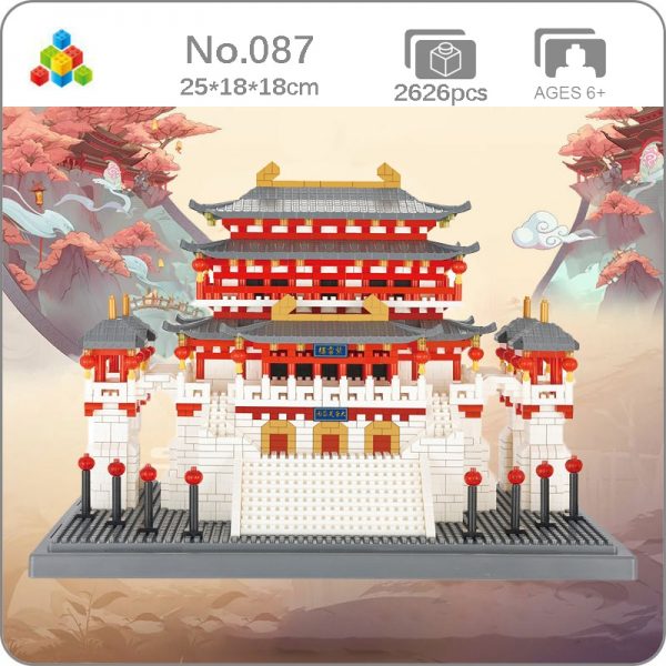 YZ 087 World Architecture China Ancient Lotus Pavilion Palace Model Mini Diamond Blocks Bricks Building Toy - LOZ™ MINI BLOCKS