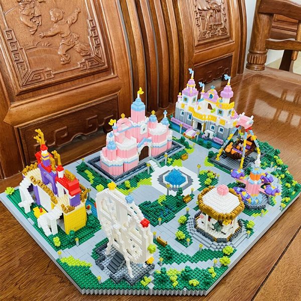 YZ Architecture Amusement Park Castle Ferris Wheel Merry go round 3D Mini Diamond Blocks Bricks Building 2 - LOZ™ MINI BLOCKS