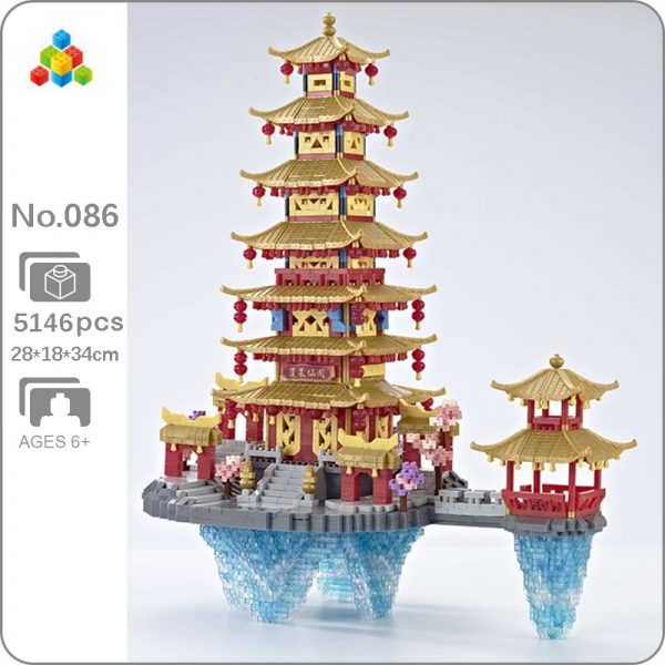 YZ World Architecture Ancient Penglai Pavilion Tower Palace Cloud 3D Mini Diamond Blocks Bricks Building Toy - LOZ™ MINI BLOCKS