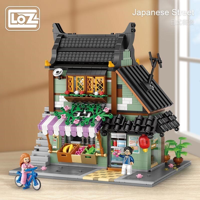 LOZ 1234-1236 Japanese Street View Fruit Shop Ramen Restaurant Residential Building 